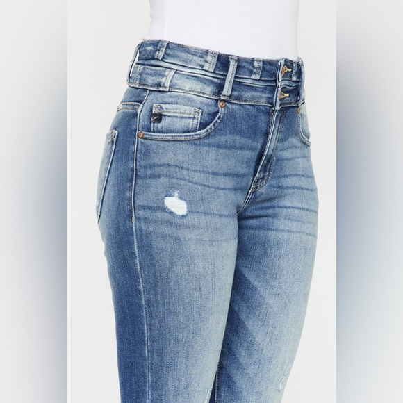 Kancan High Rise Wide Waistband Flare Jeans - Picture 6 of 9